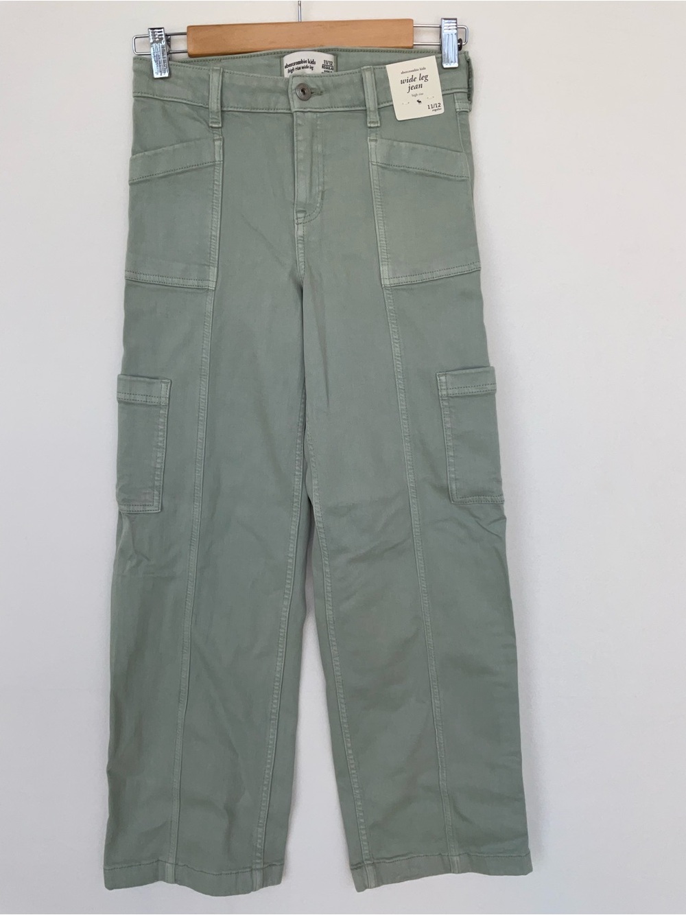 Abercrombie & Fitch Sage Green Cargo Wide-Leg Pants
